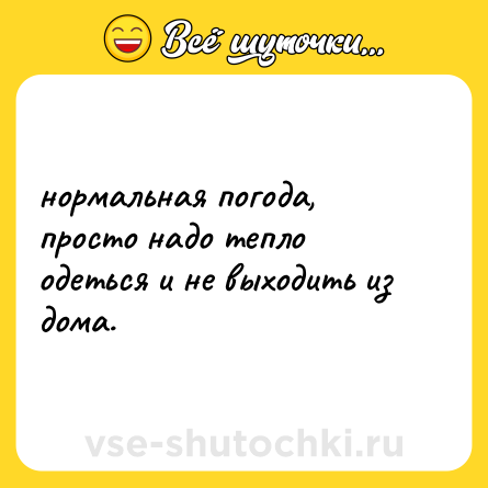 Шутка: нормальная погода, просто надо тепло одеться и не выходить из дома.
