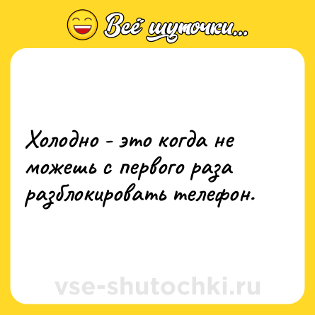 Шутка: Холодно - это когда не можешь с первого раза разблокировать телефон.