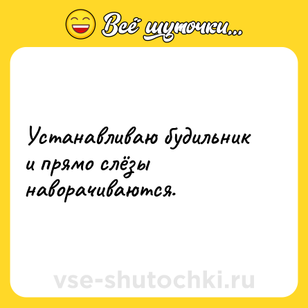 Шутка: Устанавливаю будильник и прямо слёзы наворачиваются.