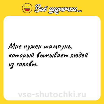 Шутка: Мне нужен шампунь, который вымывает людей из головы.