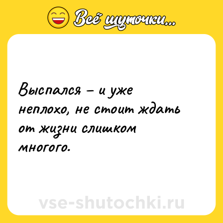 Шутка: Выспался – и уже неплохо, не стоит ждать от жизни слишком многого.