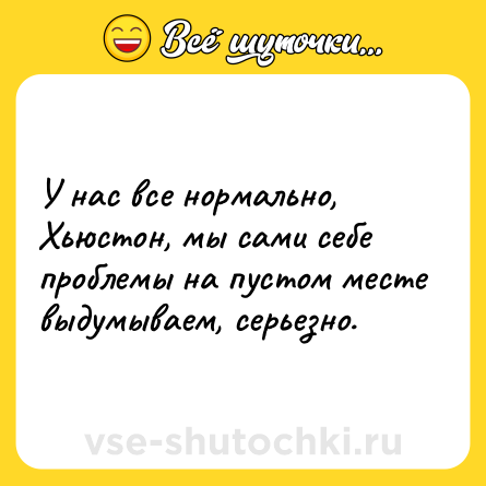 Шутка: У нас все нормально, Хьюстон, мы сами себе проблемы на пустом месте выдумываем, серьезно.