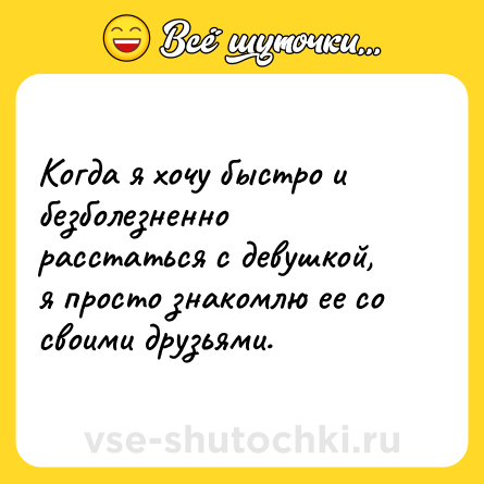 Шутка: Когда я хочу быстро и безболезненно расстаться с девушкой, я просто знакомлю ее со своими друзьями.