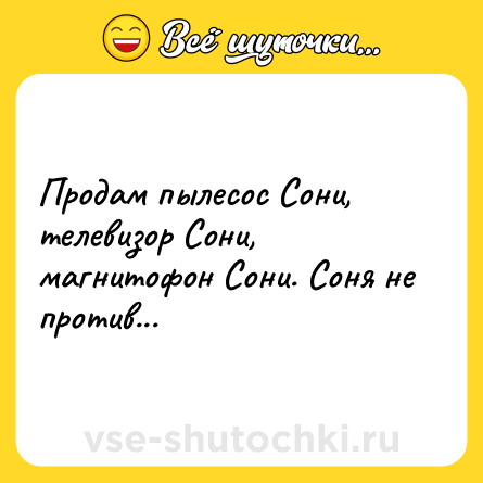 Шутка: Продам пылесос Сони, телевизор Сони, магнитофон Сони. Соня не против...
