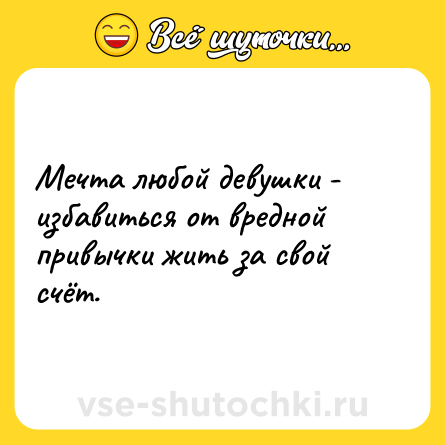 Шутка: Мечта любой девушки - избавиться от вредной привычки жить за свой счёт.