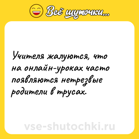 Шутка: Учителя жалуются, что на онлайн-уроках часто появляются нетрезвые родители в трусах.