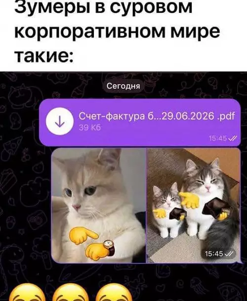 Зумеры vs Корпораты: уровень стресса 📈😂 - Зумеры в суровом корпоративном мире такие: Счет-фактура б...29.06.2026.pdf 15:45