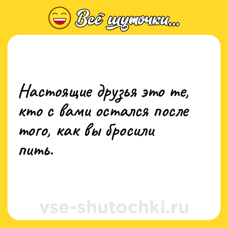 Шутка: Настоящие друзья это те, кто с вами остался после того, как вы бросили пить.