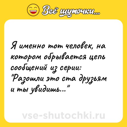 Шутка: Я именно тот человек, на котором обрывается цепь сообщений из серии: 