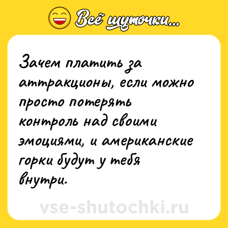 Шутка: Зачем платить за аттракционы, если можно просто потерять контроль над своими эмоциями, и американские горки будут у тебя внутри.