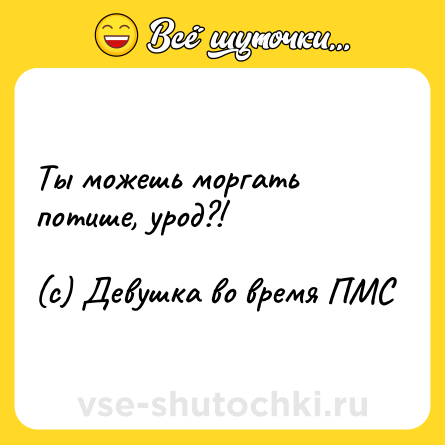Шутка: Ты можешь моргать потише, урод?!<br><br>(с) Девушка во время ПМС