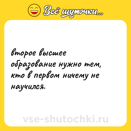Шутка: второе высшее образование нужно тем, кто в первом ничему не научился.