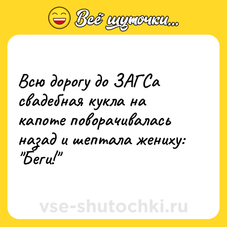 Шутка: Всю дорогу до ЗАГСа свадебная кукла на капоте поворачивалась назад и шептала жениху: 