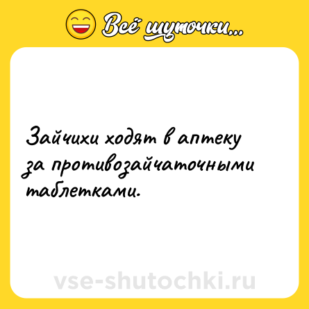 Шутка: Зайчихи ходят в аптеку за противозайчаточными таблетками.