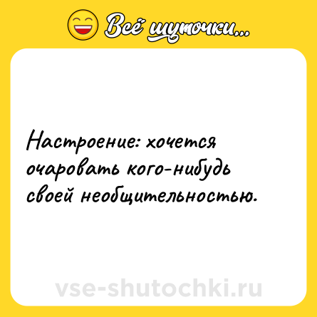 Шутка: Настроение: хочется очаровать кого-нибудь своей необщительностью.