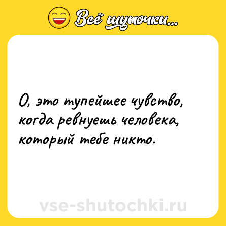 Шутка: О, это тупейшее чувство, когда ревнуешь человека, который тебе никто.