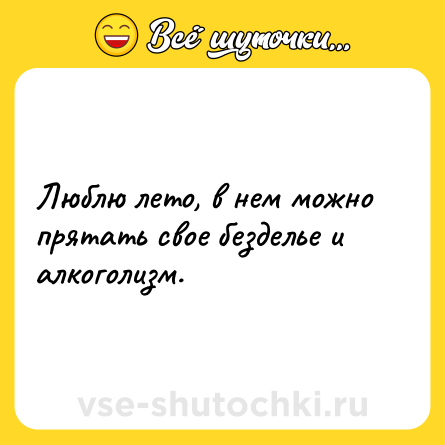 Шутка: Люблю лето, в нем можно прятать свое безделье и алкоголизм.