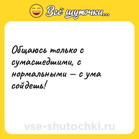 Шутка: Общаюсь только с сумасшедшими, с нормальными — с ума сойдешь!<br>