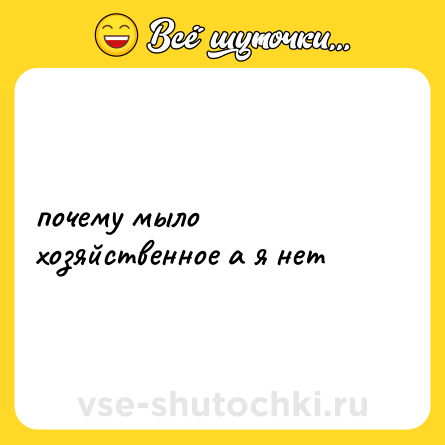 Шутка: почему мыло хозяйственное а я нет