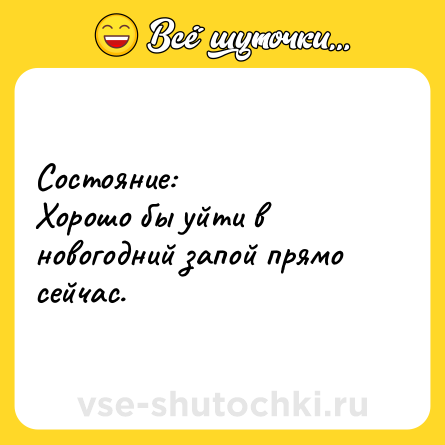 Шутка: Состояние: <br>Хорошо бы уйти в новогодний запой прямо сейчас.