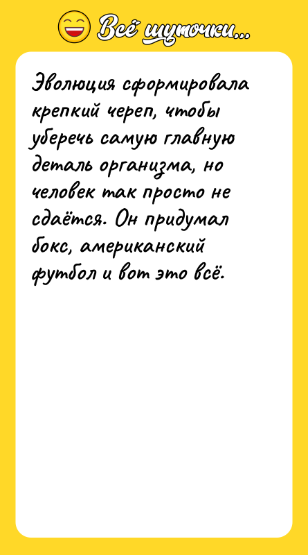 Эволюция сформировала крепкий череп, чтобы уберечь самую главную деталь организма,