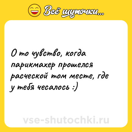 Шутка: О то чувство, когда парикмахер прошелся расческой том месте, где у тебя чесалось :)