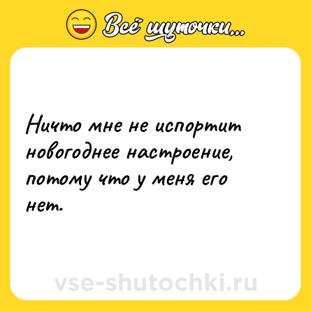 Шутка: Ничто мне не испортит новогоднее настроение, потому что у меня его нет.