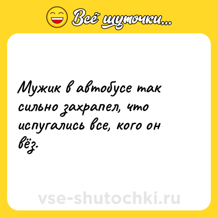 Шутка: Мужик в автобусе так сильно захрапел, что испугались все, кого он вёз.