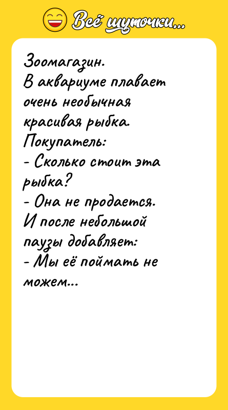 Зоомагазин.  В аквариуме плавает очень необычная красивая рыбка. 