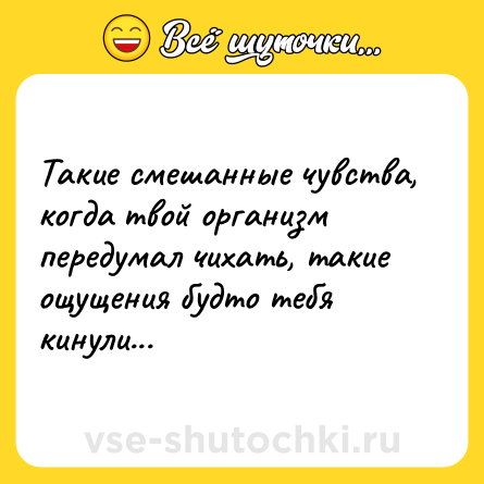Шутка: Такие смешанные чувства, когда твой организм передумал чихать, такие ощущения будто тебя кинули...