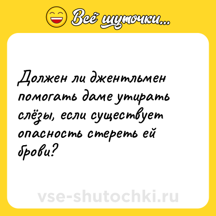 Шутка: Должен ли джентльмен помогать даме утирать слёзы, если существует опасность стереть ей брови?