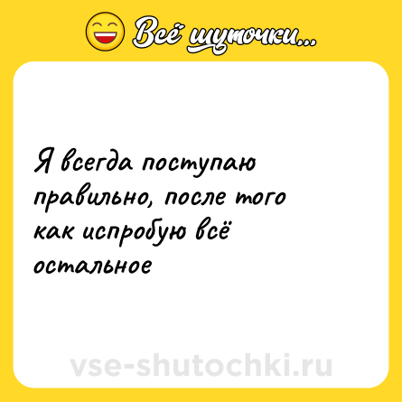 Шутка: Я всегда поступаю правильно, после того как испробую всё остальное
