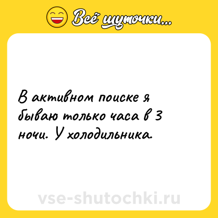 Шутка: В активном поиске я бываю только часа в 3 ночи. У холодильника.