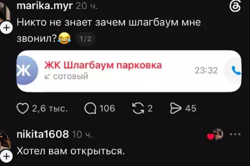 Когда парковка решила пофлиртовать 😂 - marika.myr 20 ч. Никто не знает зачем шлагбаум мне звонил?