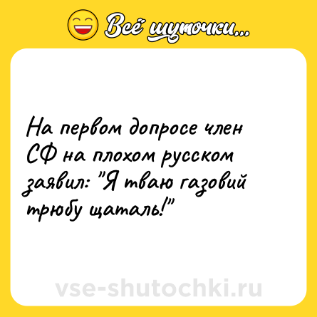 Шутка: На первом допросе член СФ на плохом русском заявил: 