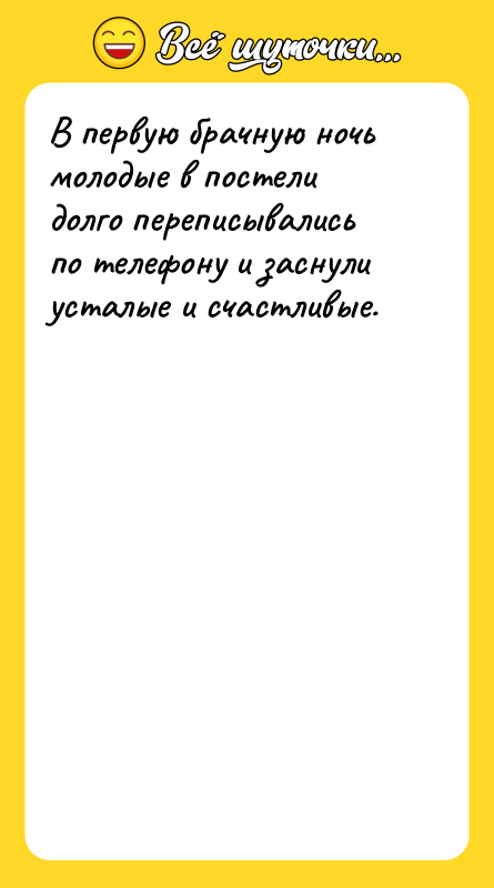 В первую брачную ночь молодые в постели долго переписывались по