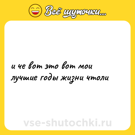 Шутка: и че вот это вот мои лучшие годы жизни чтоли