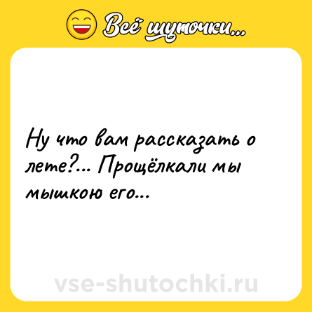 Шутка: Ну что вам рассказать о лете?... Прощёлкали мы мышкою его...