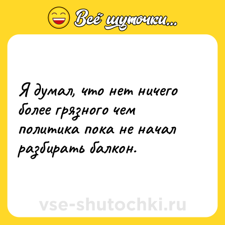 Шутка: Я думал, что нет ничего более грязного чем политика пока не начал разбирать балкон.