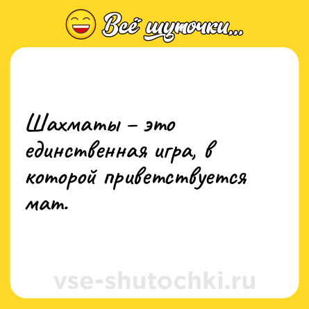Шутка: Шахматы – это единственная игра, в которой приветствуется мат.