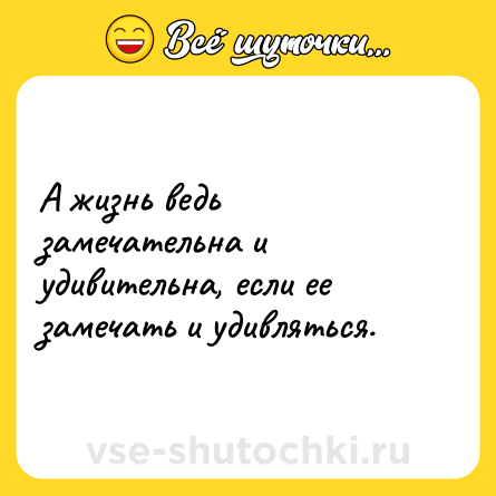 Шутка: А жизнь ведь замечательна и удивительна, если ее замечать и удивляться.
