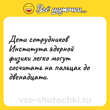 Шутка: Дети сотрудников Института ядерной физики легко могут сосчитать на пальцах до двенадцати.