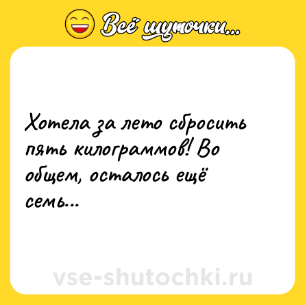 Шутка: Хотела за лето сбросить пять килограммов! Во общем, осталось ещё семь...