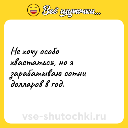 Шутка: Не хочу особо хвастаться, но я зарабатываю сотни долларов в год.
