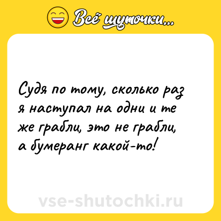 Шутка: Судя по тому, сколько раз я наступал на одни и те же грабли, это не грабли, а бумеранг какой-то!