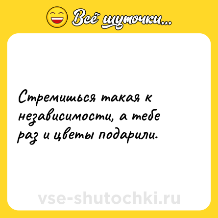 Шутка: Стремишься такая к независимости, а тебе раз и цветы подарили.