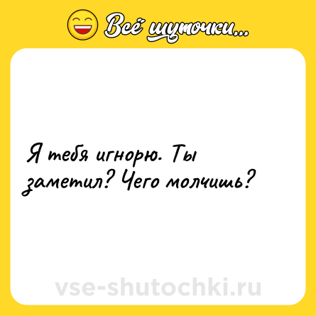 Шутка: Я тебя игнорю. Ты заметил? Чего молчишь?