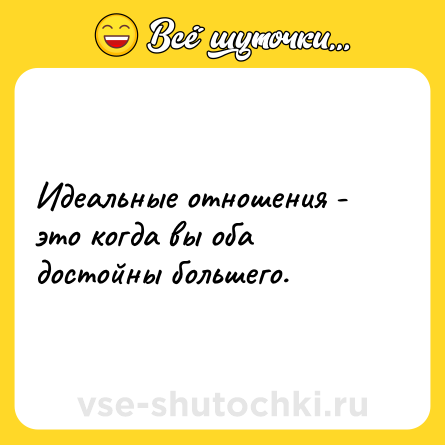 Шутка: Идеальные отношения - это когда вы оба достойны большего.