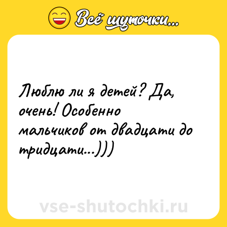 Шутка: Люблю ли я детей? Да, очень! Особенно мальчиков от двадцати до тридцати...)))