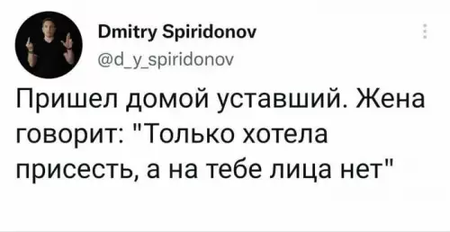Когда пришел домой и сразу словил когнитивный диссонанс 😂 - Пришел домой уставший. Жена говорит: Только хотела присесть, а на